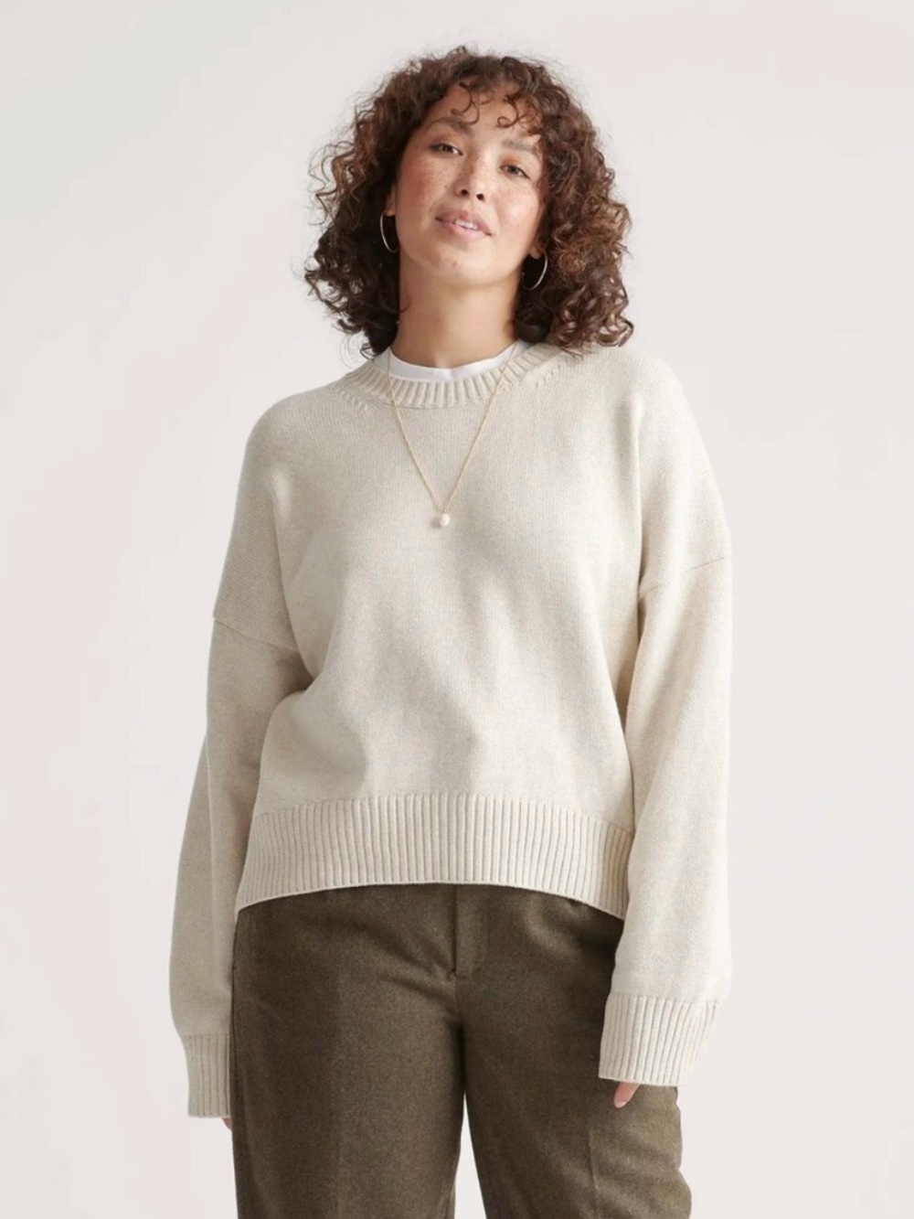 Quince, 100% Organic Cotton Boyfriend Crew Sweater
